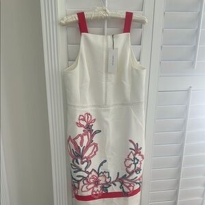 Karen Millen White and Red Sheath Midi Dress